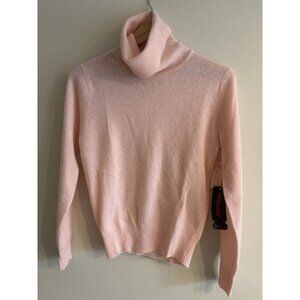 Vintage 90s Sweater Relaxed Pink Lambswool Angora  Turtleneck Sweater Medium NEW